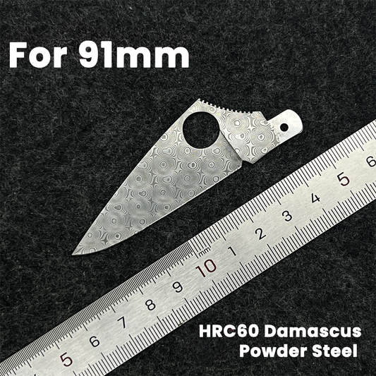 91mm Knife Damascus Steel Blade With Non-slip Groove Like Spyder