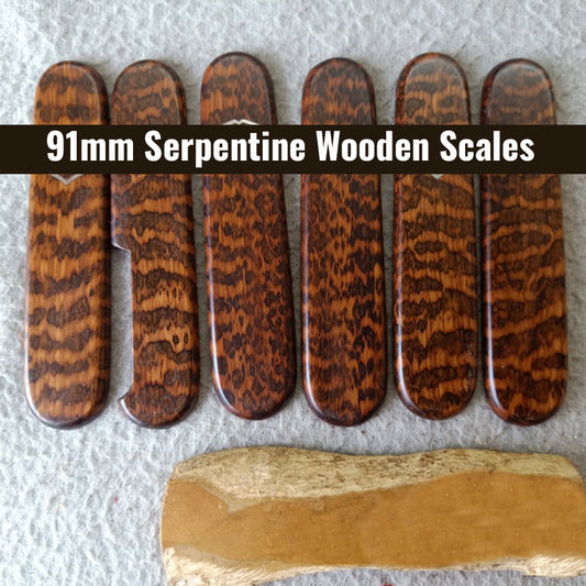 91mm Serpentine Wooden Scales Knife Handle SAK Parts Aftermarket Tool