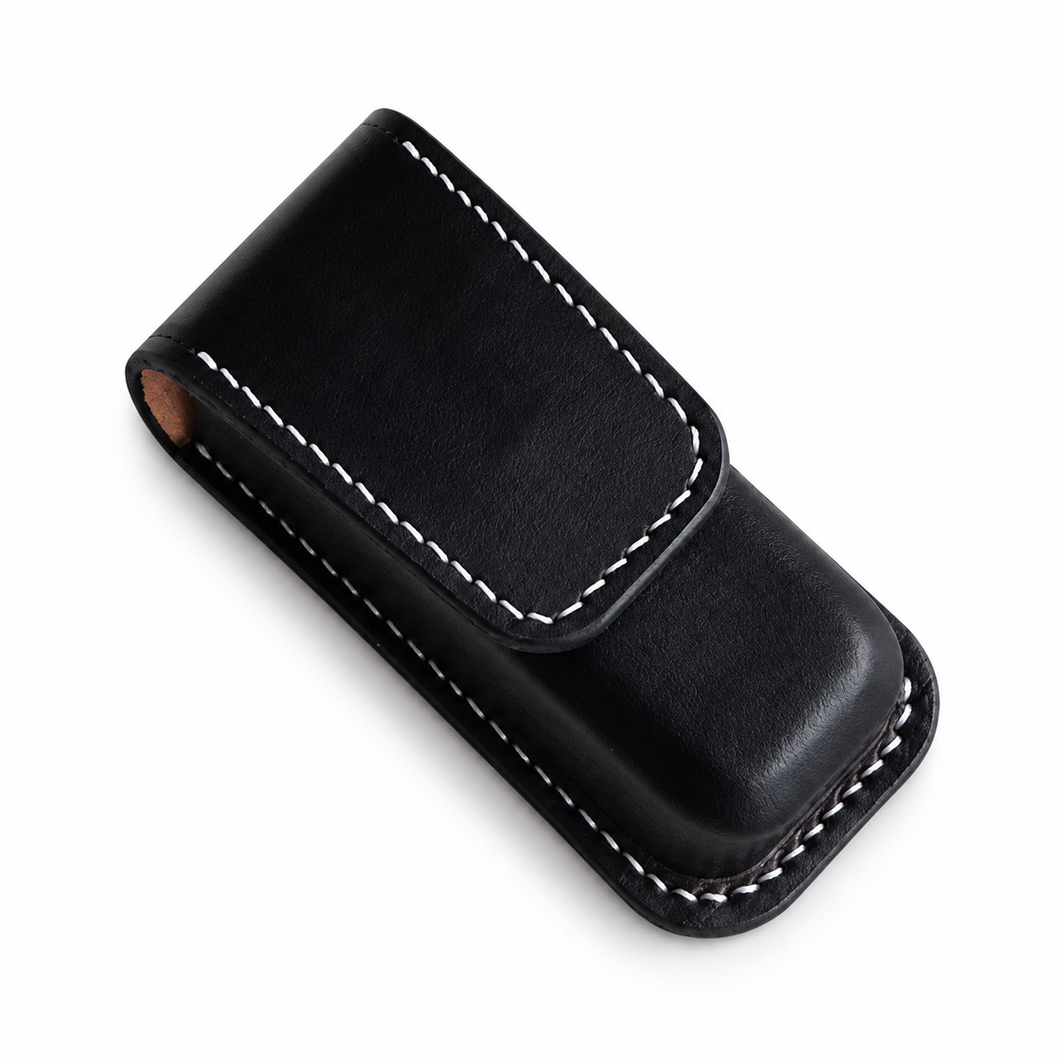 91mm SAK Champion Vegetable-Tanned Cowhide Leather Case - Black Magnetic Closure