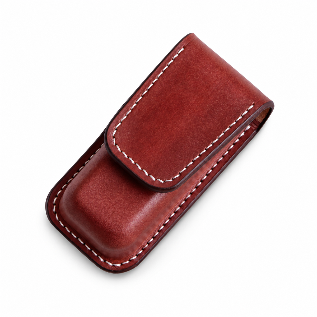 91mm SAK Champion Vegetable-Tanned Cowhide Leather Case - Brown Magnetic Closure