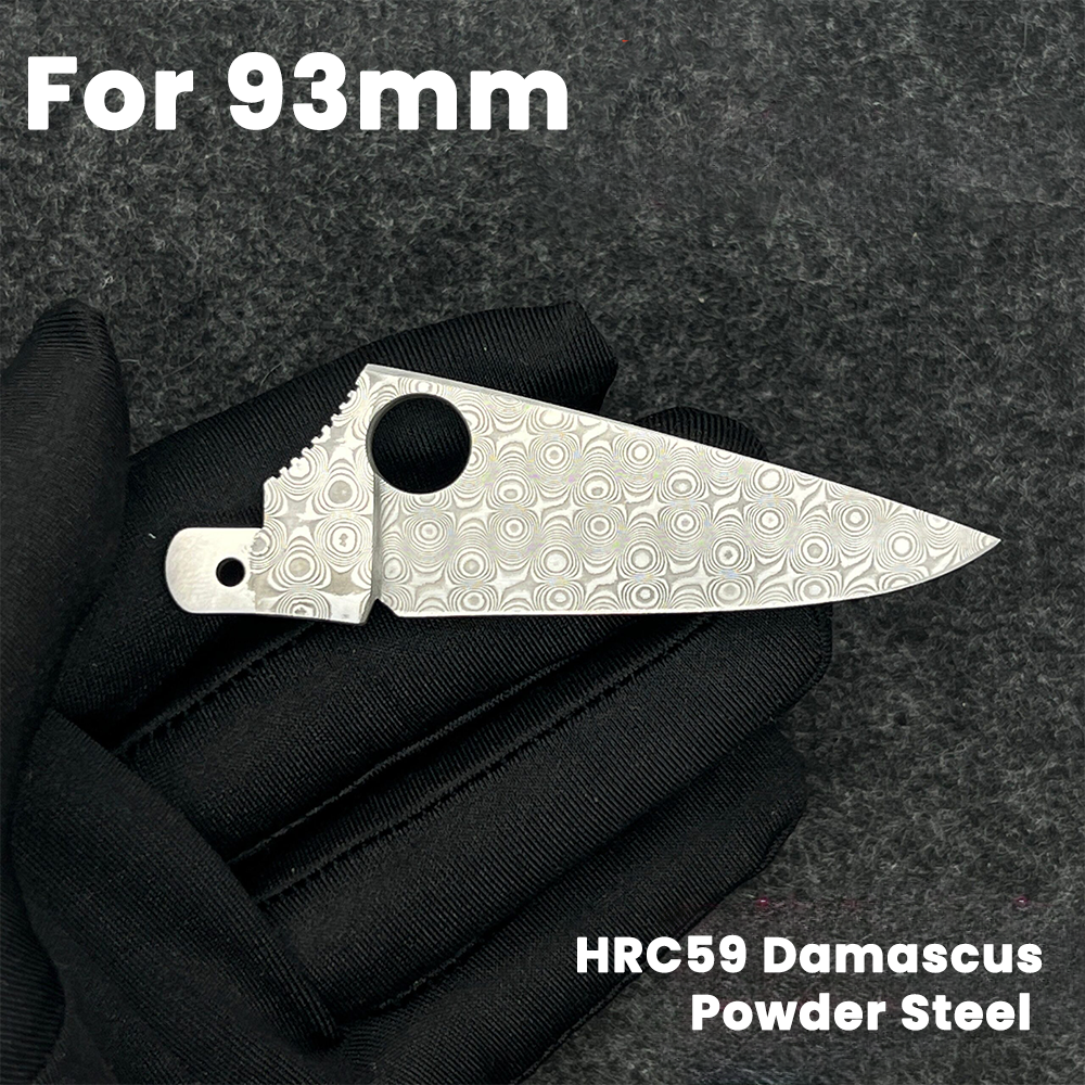 93mm Knife Damascus Steel Blade With Non-slip Groove Like Spyder