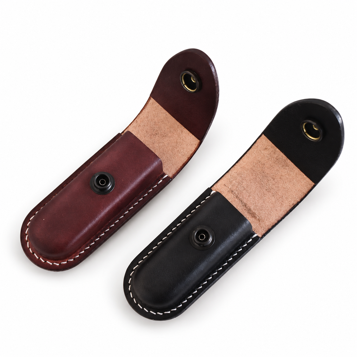 93mm Handmade Vegetable-Tanned Leather Belt Sheath for SAK - Black or Brown - Main image 04
